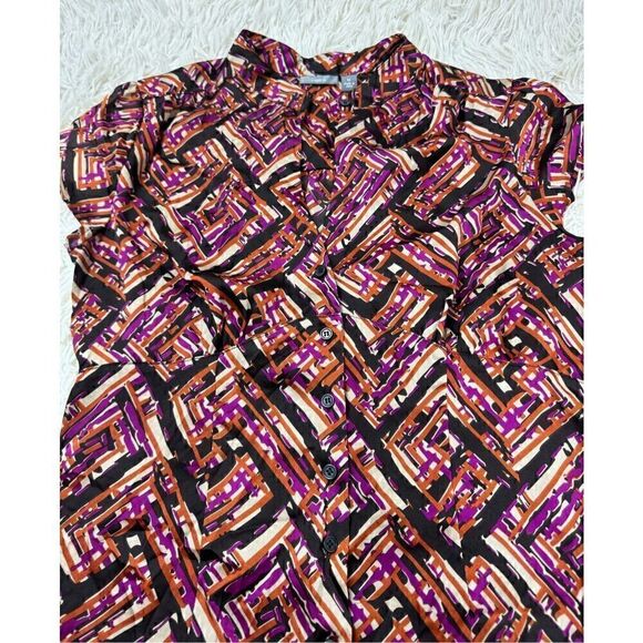 Orange, black, purple and tan Geometric blouse by Apt 9 size medium - Picture 5 of 7